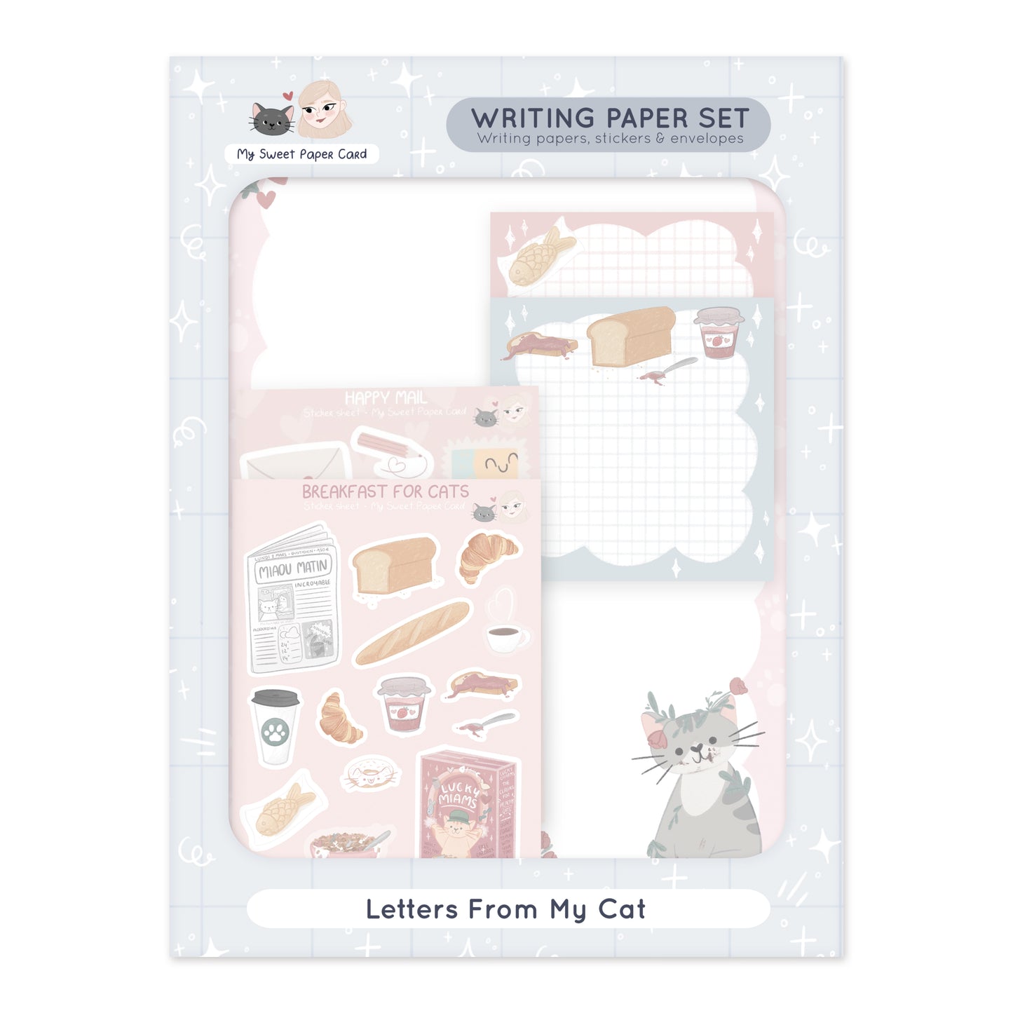 cat writing paper kit for cat lovers