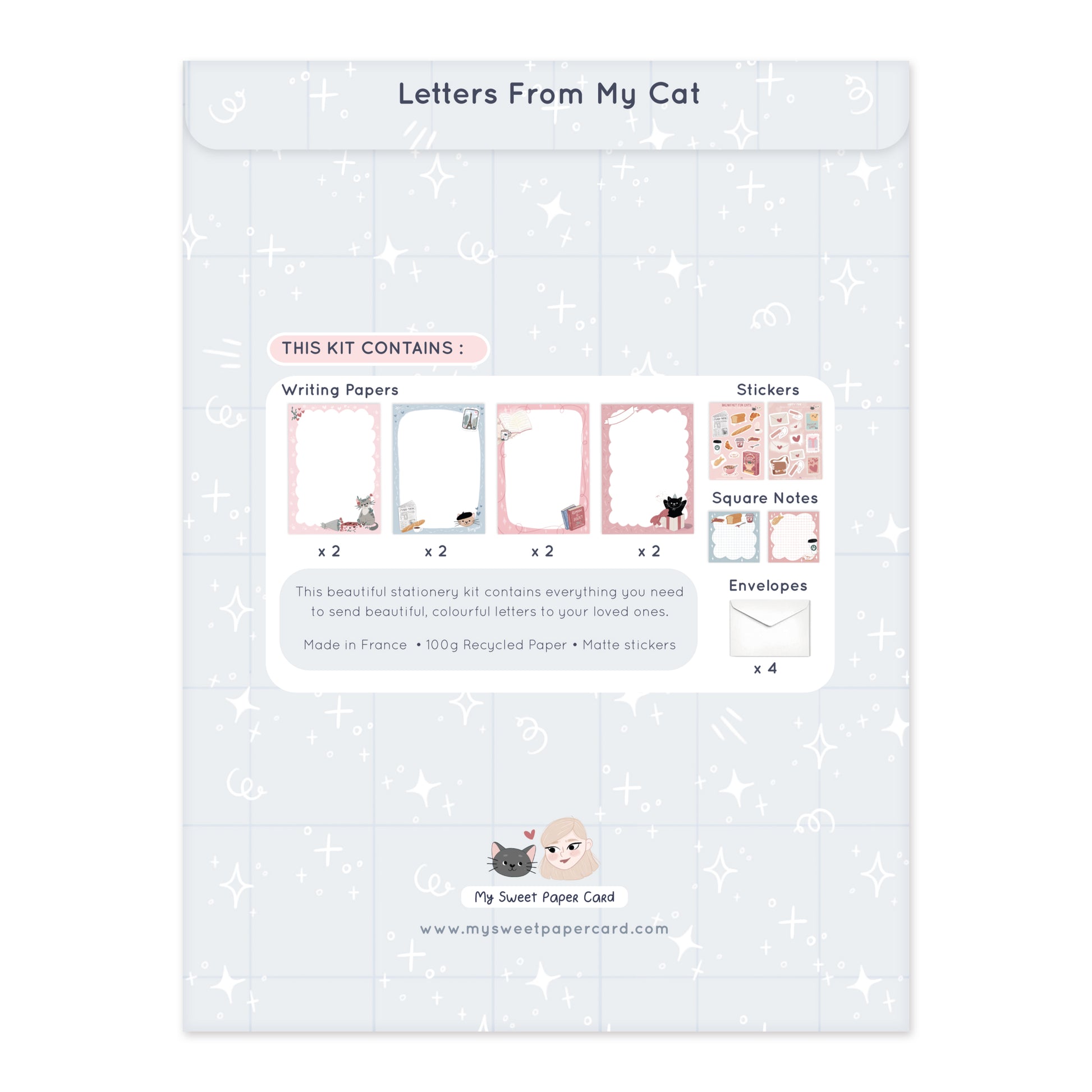 cute writing paper kit for cat lovers