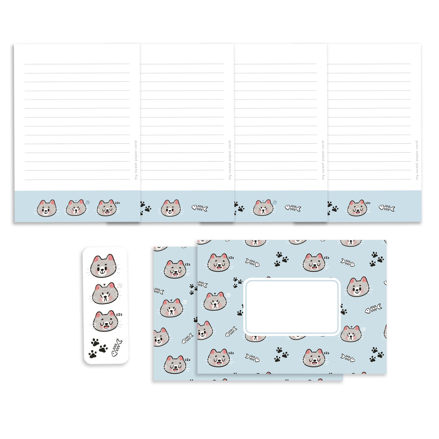 Mini kit de papier à lettres chat - Mini Pen pal kit
