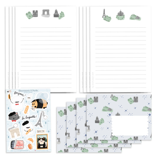 A day in Paris - Letter writing set - Writing papers, stickers and envelopes