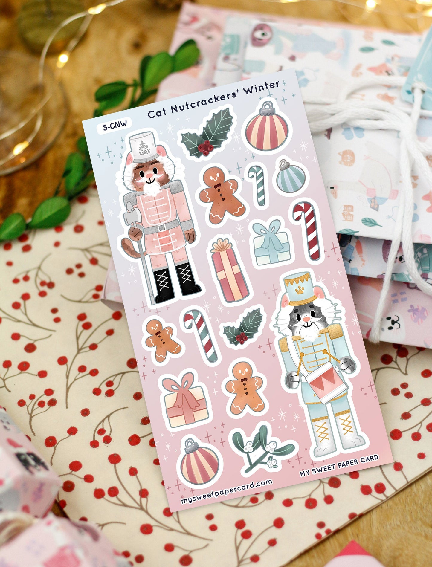 Les chats Nutcrackers - planche de stickers Noël