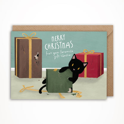 the gift checker custom cat christmas cards
