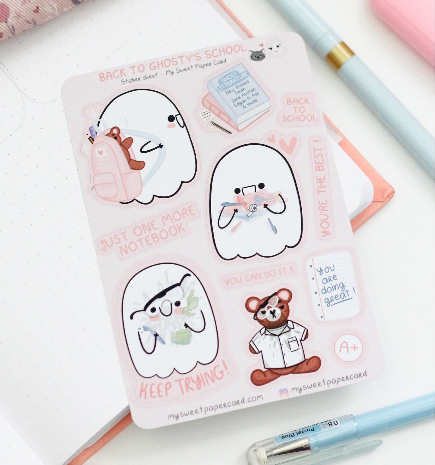 2ND SALE - Ghosty back to school stickers - Cute planner stickers - Ghost stickers