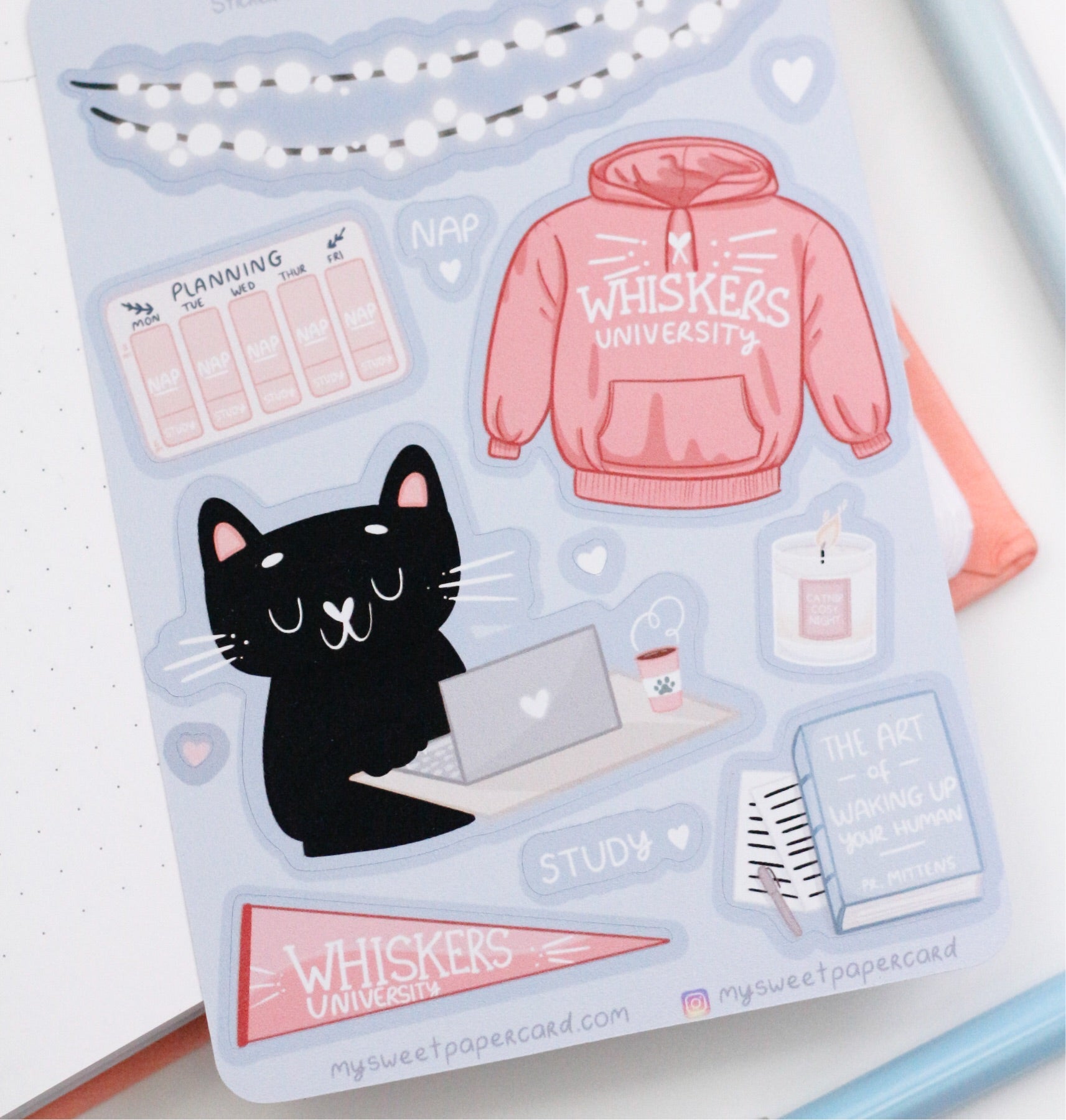 Moon mood stickers - cat planner stickers - bullet journal