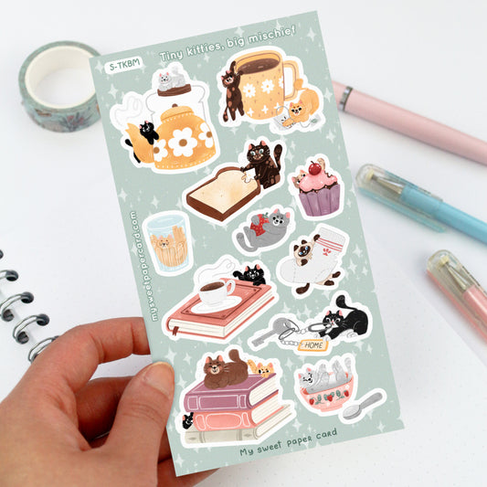 Tiny kitties, big mischief - Cat Stickers Sheet