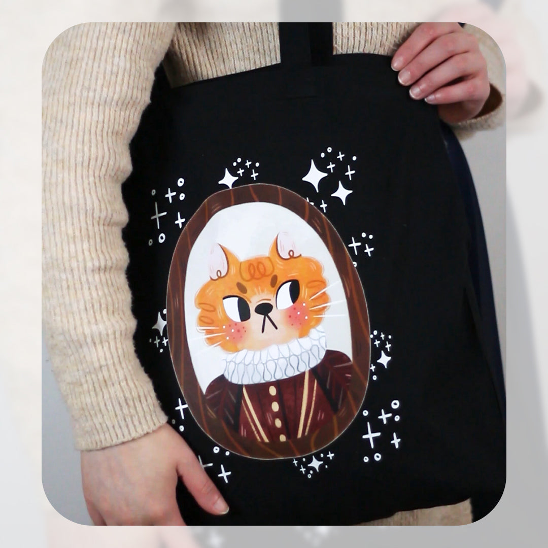 cute tote bag for cat lovers with recycled cotton