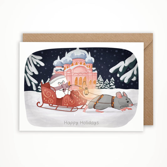 Ghosty Sleigh Christmas Card - Landscape in the snow