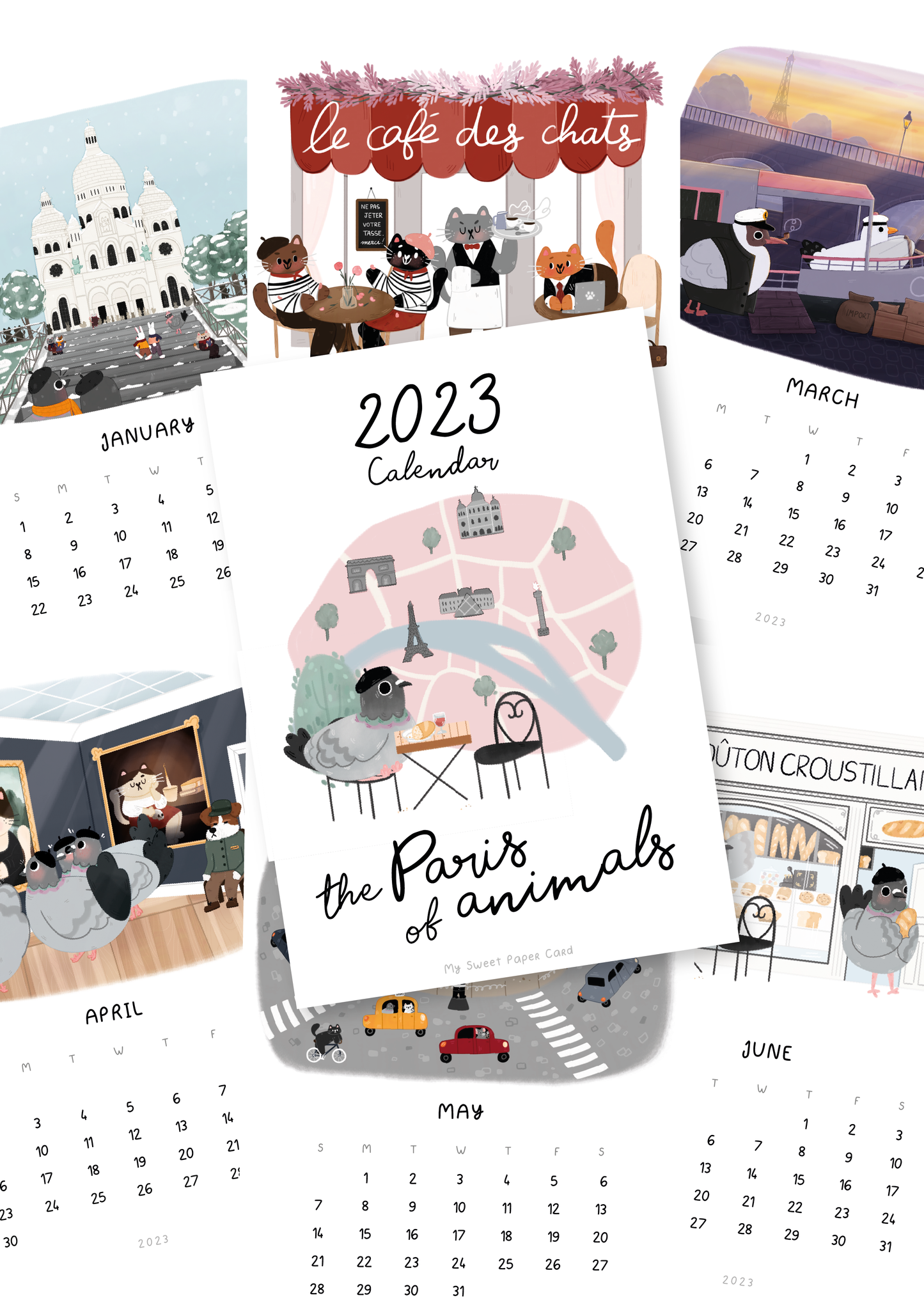 2023 Calendar - The Paris of Animals - A5 Wall Calendar