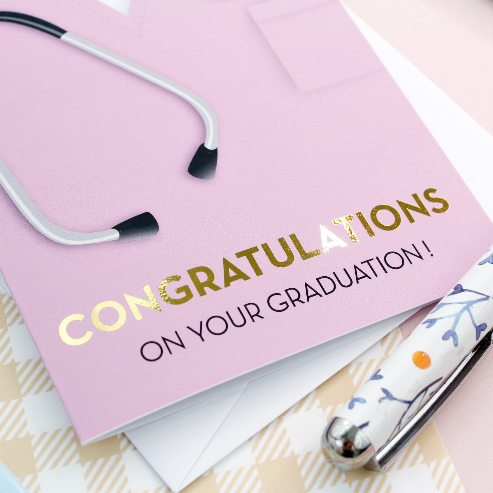 pink nursing graduation card