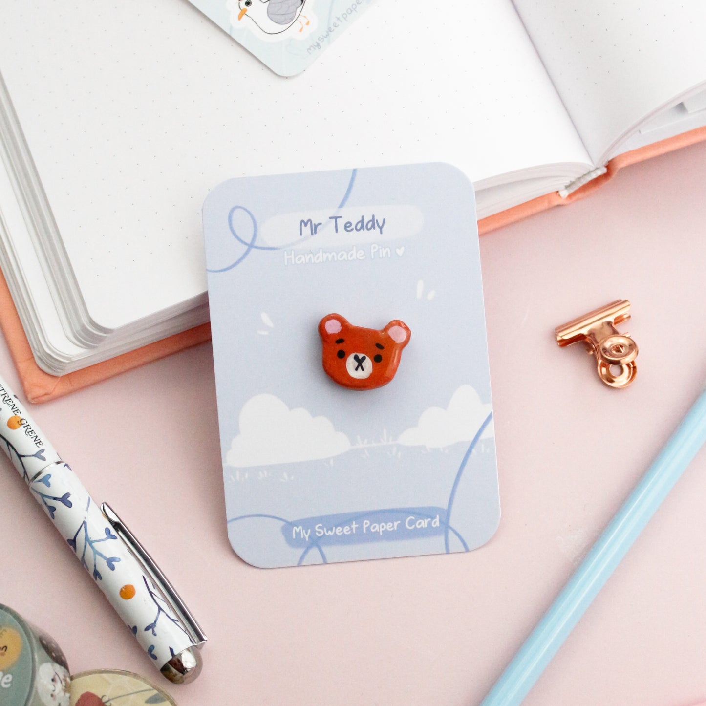 cute teddy bear pin