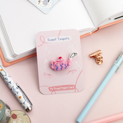 pink teapot pin