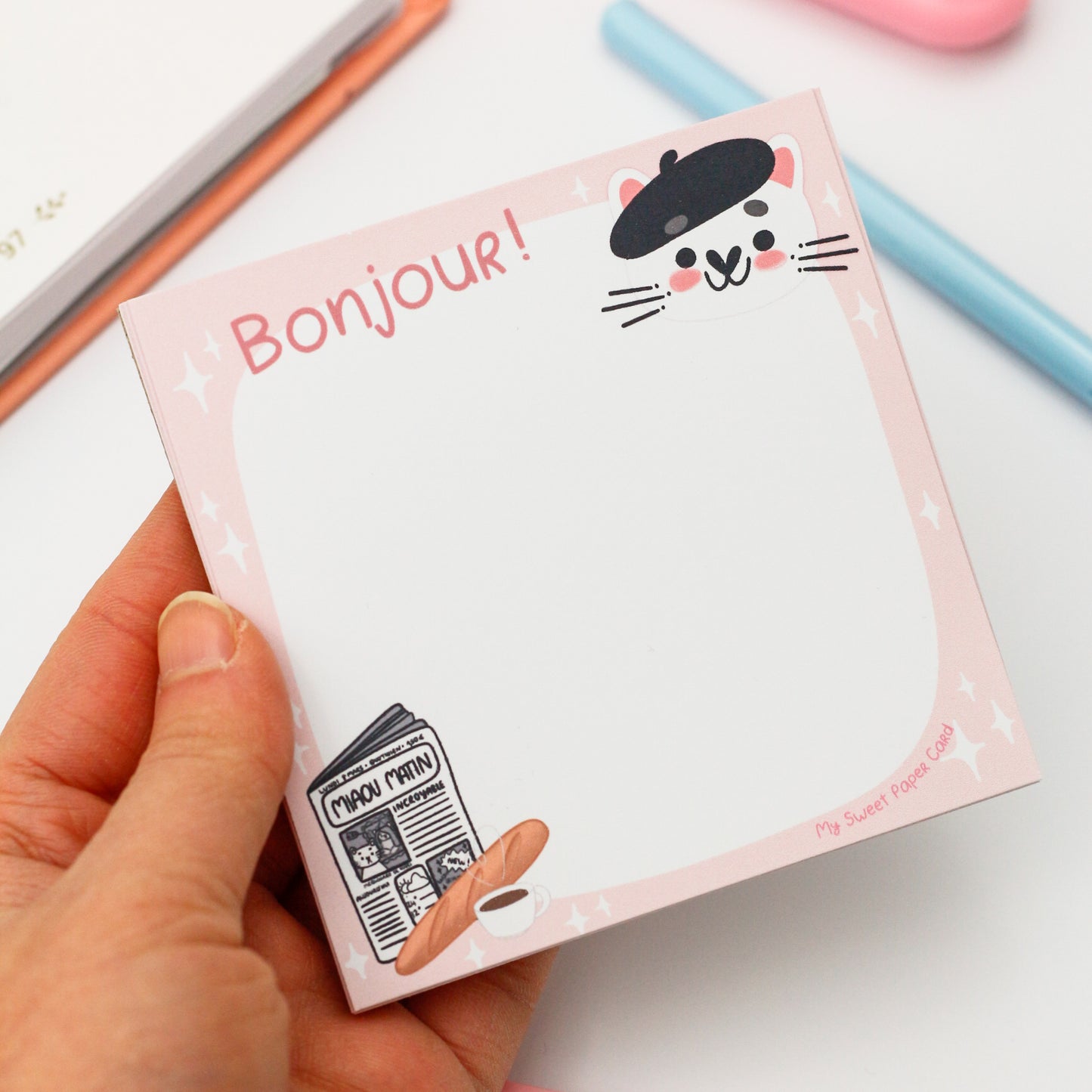 french cat notepad