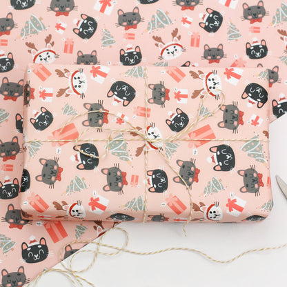 cat christmas gift wrapping paper