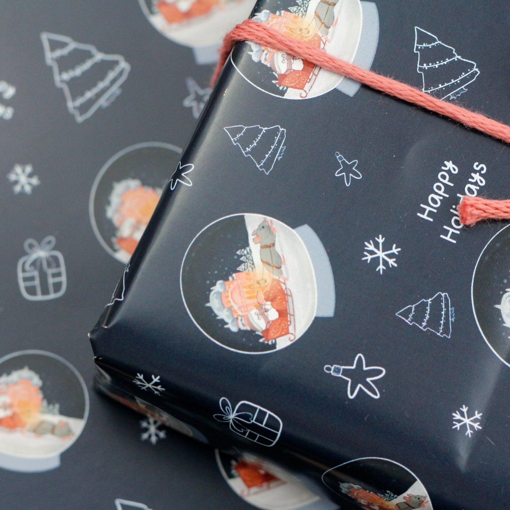 snow globe christmas wrapping paper