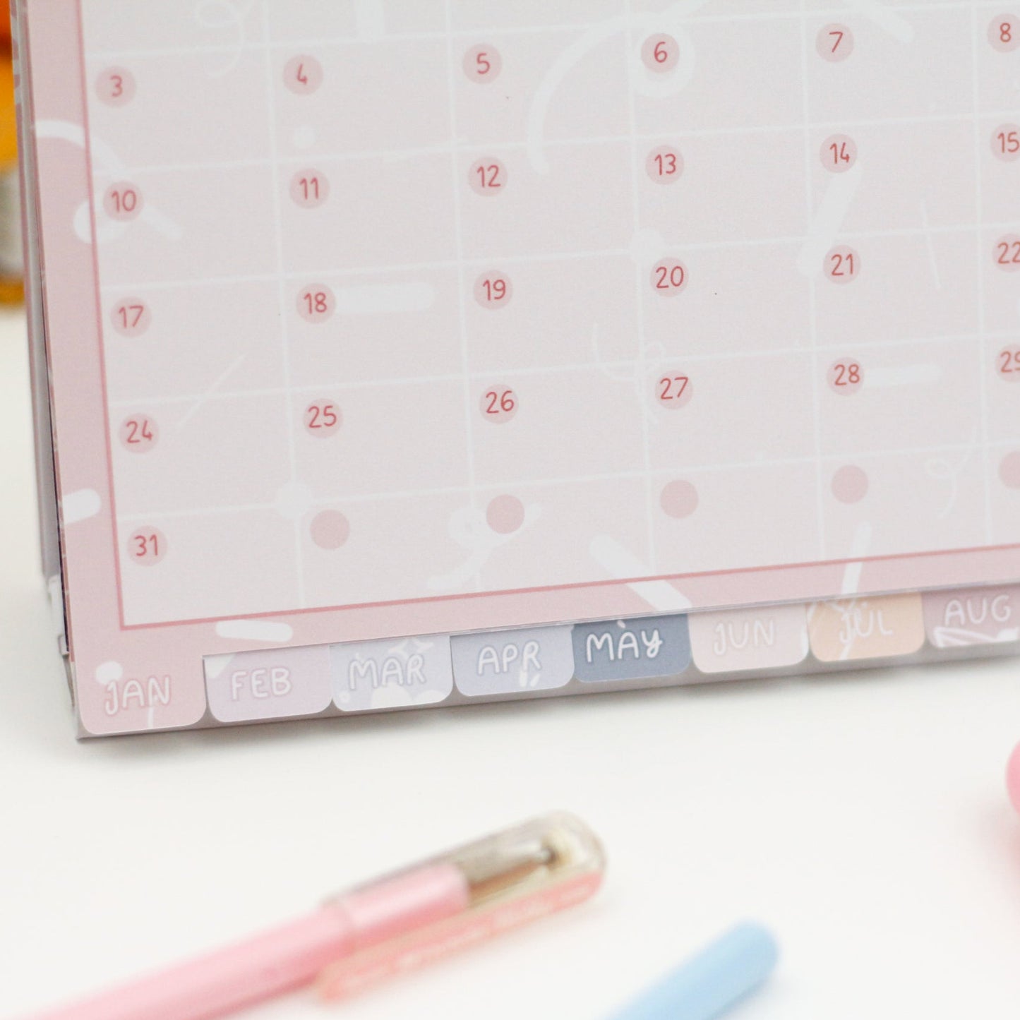 desk calendar with month dividers