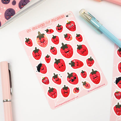 Autocollants fraises - Stickers bullet journal été