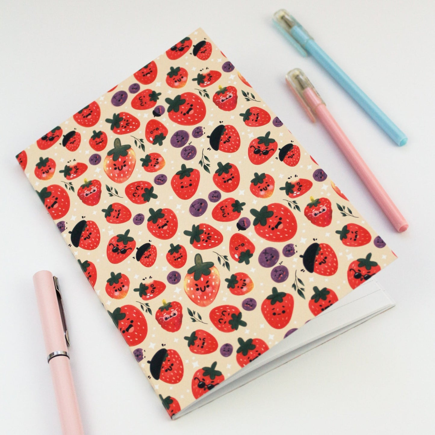 Strawberry & Blueberry notebook - Summer Stationery gift