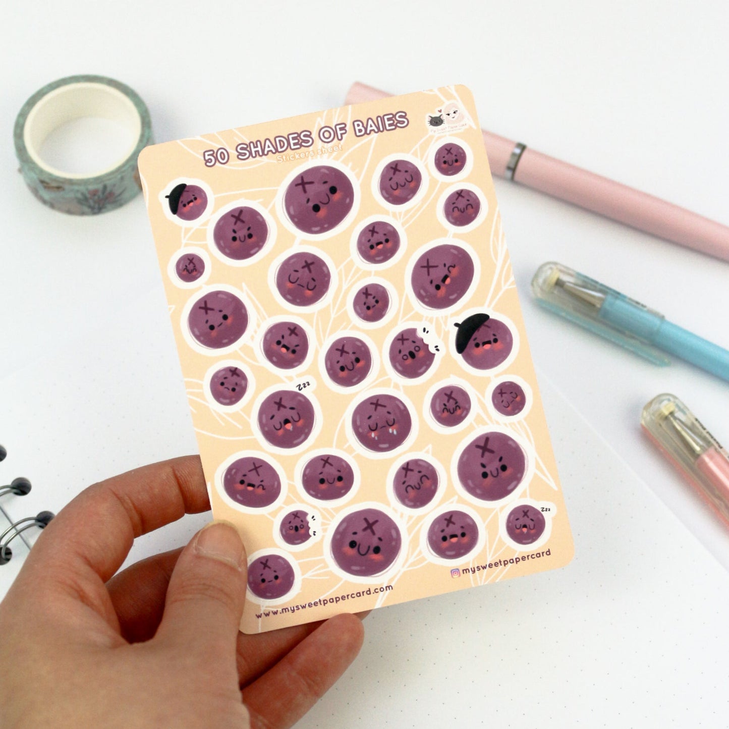 Blueberry stickers sheet - Summer Planner stickers