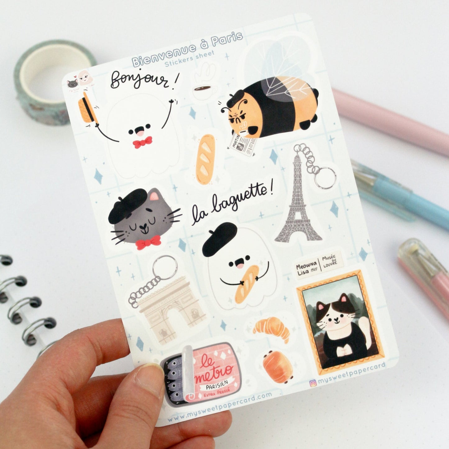 Welcome to Paris stickers sheet - Summer Planner stickers