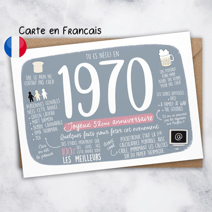 carte anniversaire 52 ans né en 1970
