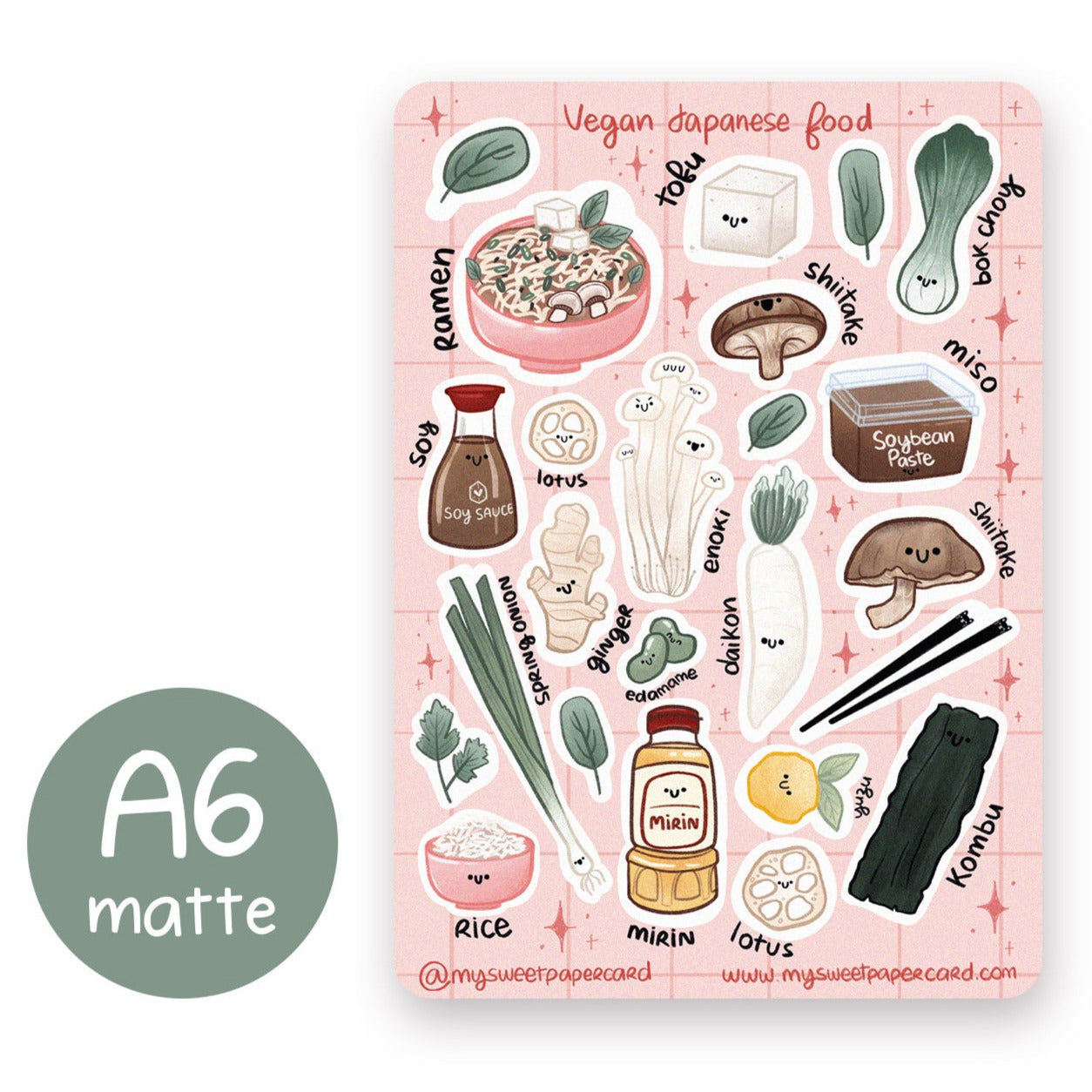 A6 Vegan Japanese Stickers - Autocollants Planner - Autocollants Bullet Journal
