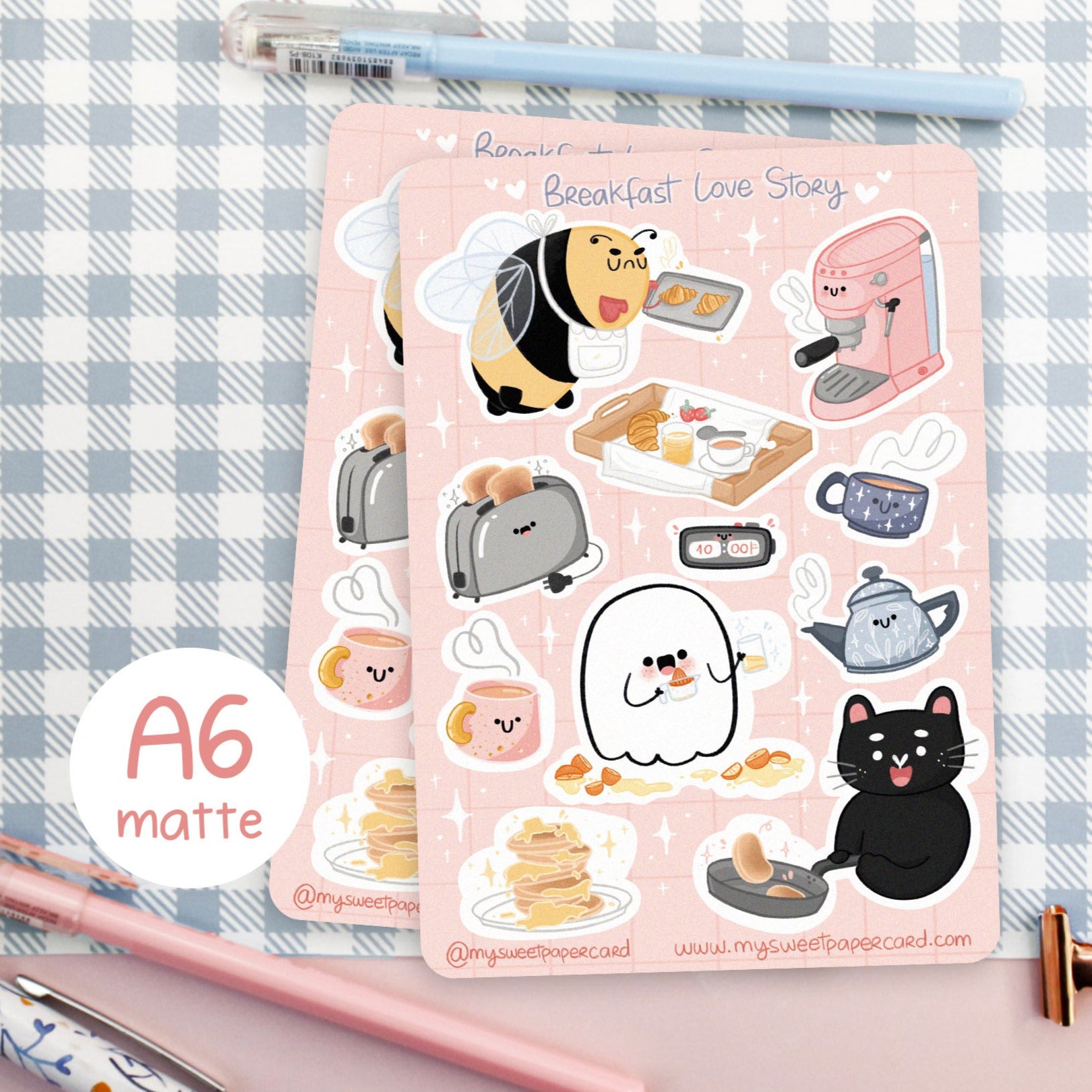 bullet journal stickers with kawaii breakfast illustrations