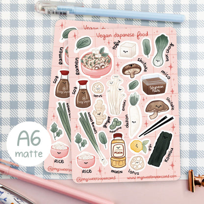 A6 Vegan Japanese Stickers - Planner stickers - Bullet Journal stickers