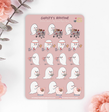 chores planner stickers with a cute ghost