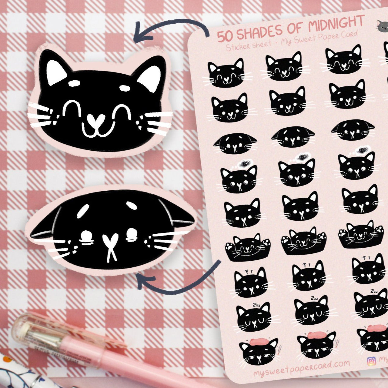 stickers of black cat moods