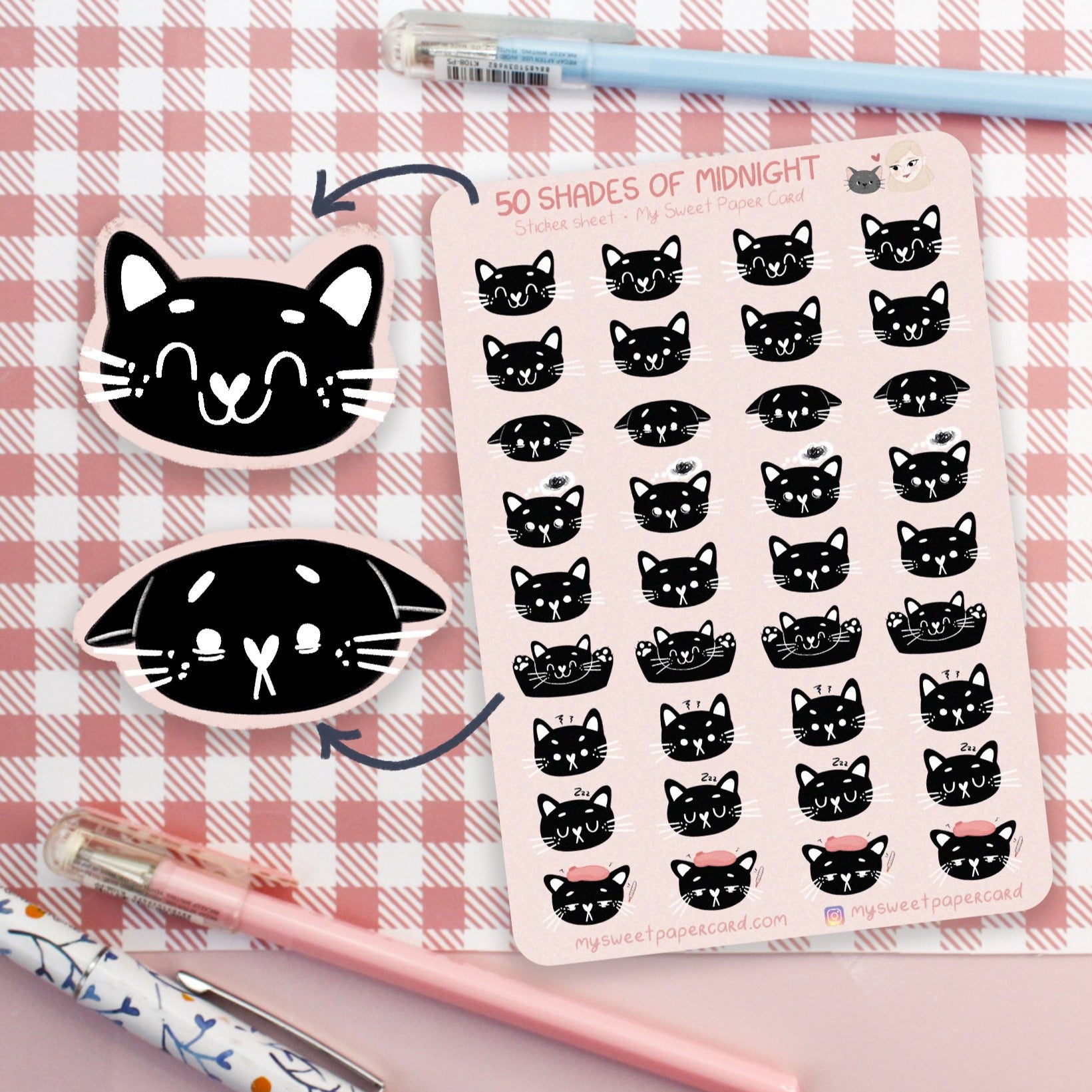 cat stickers sheet for mood tracking in your bullet journal or planner