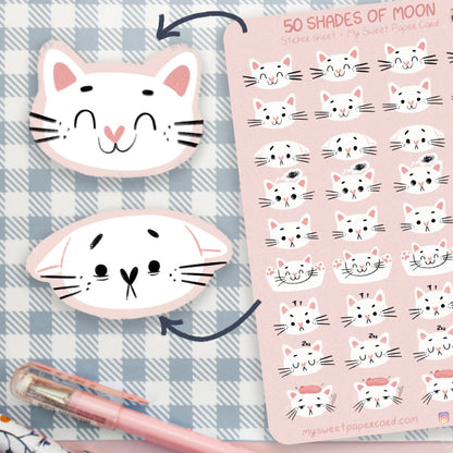 white cat face stickers
