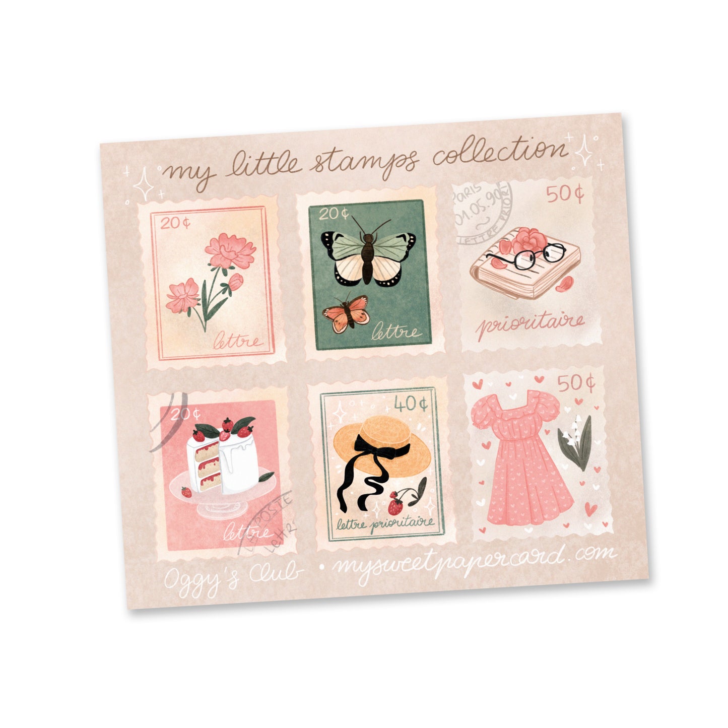 Oggy's Club - Cottagecore Stamps - Small Stickers Sheet