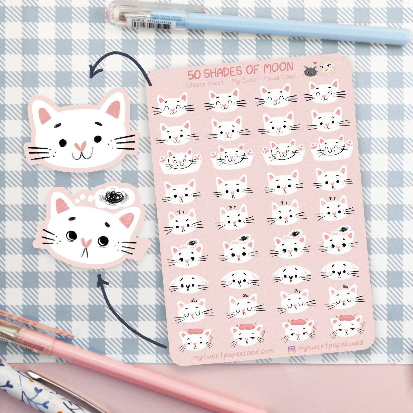 Midnight mood stickers - cat planner stickers - bullet journal