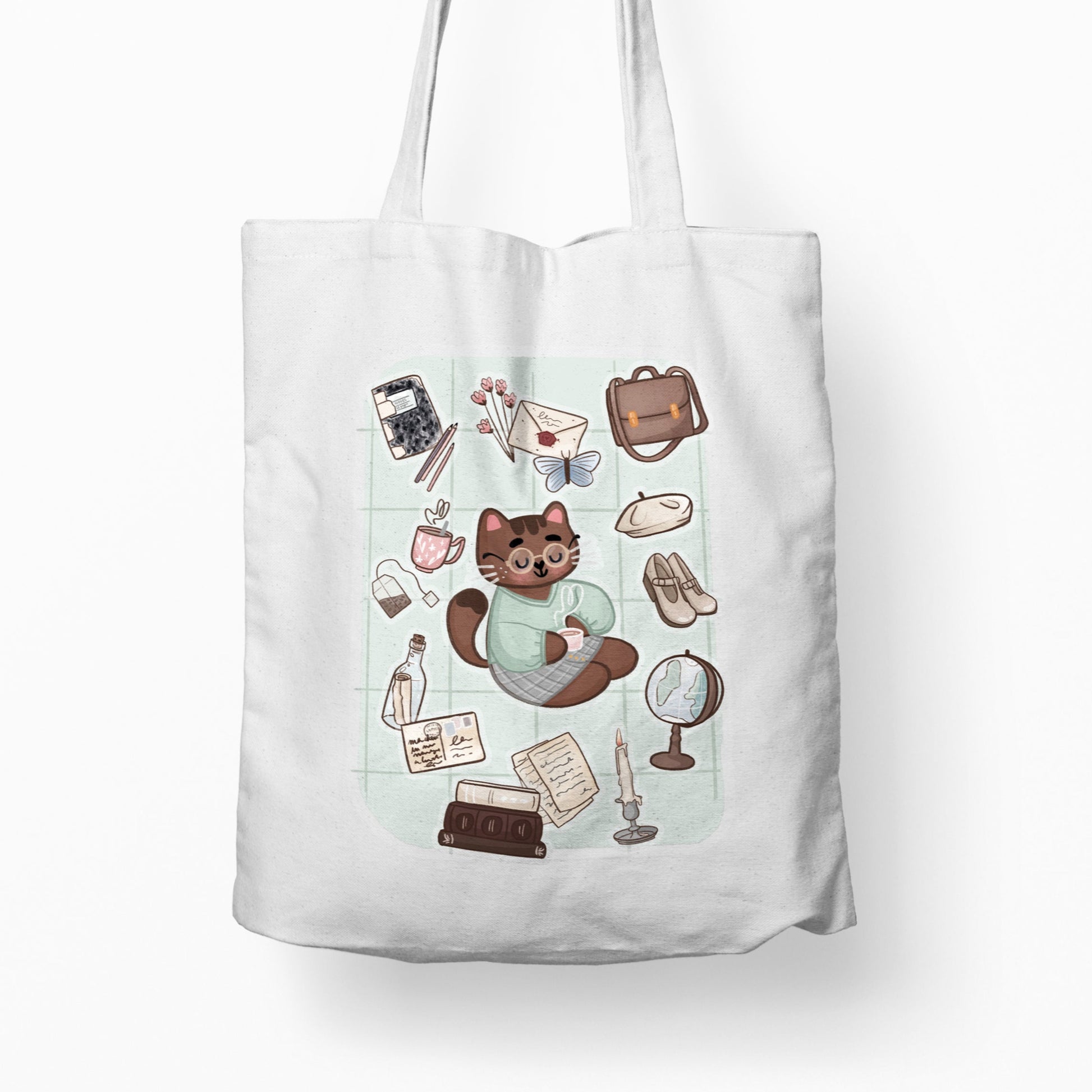 cat tote bag for book lovers