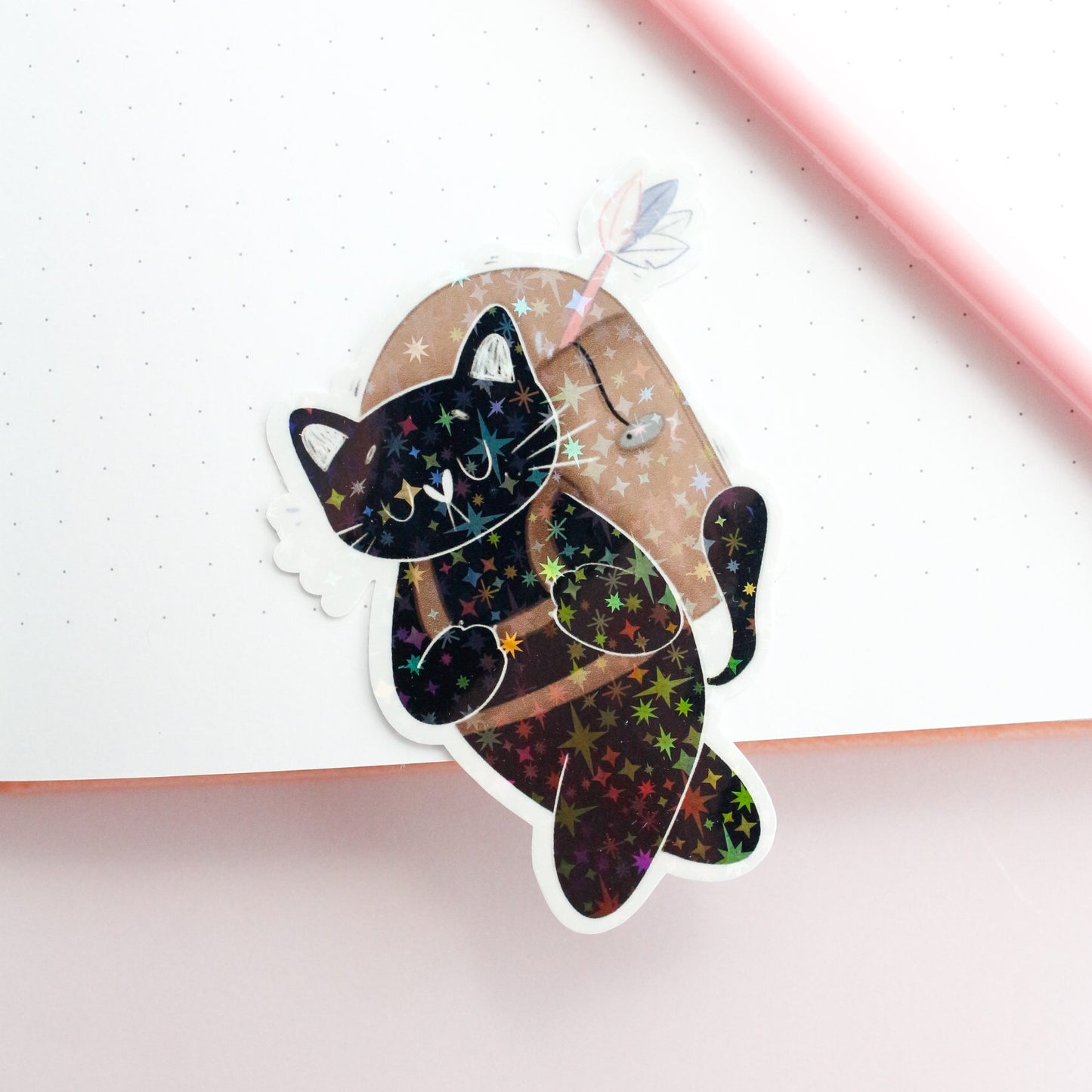 black cat holographic stickers