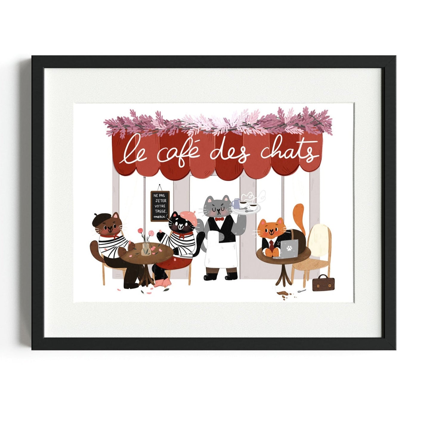 Le Café des Chats - The Paris of Animals - A4 Print