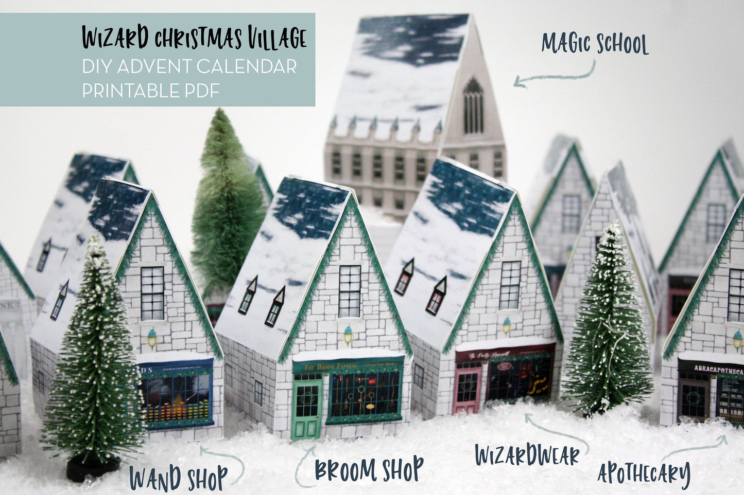 PDF A4 - Wizard village advent calendar - DIY advent calendar