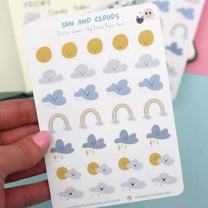 sun and rainbows stickers sheet