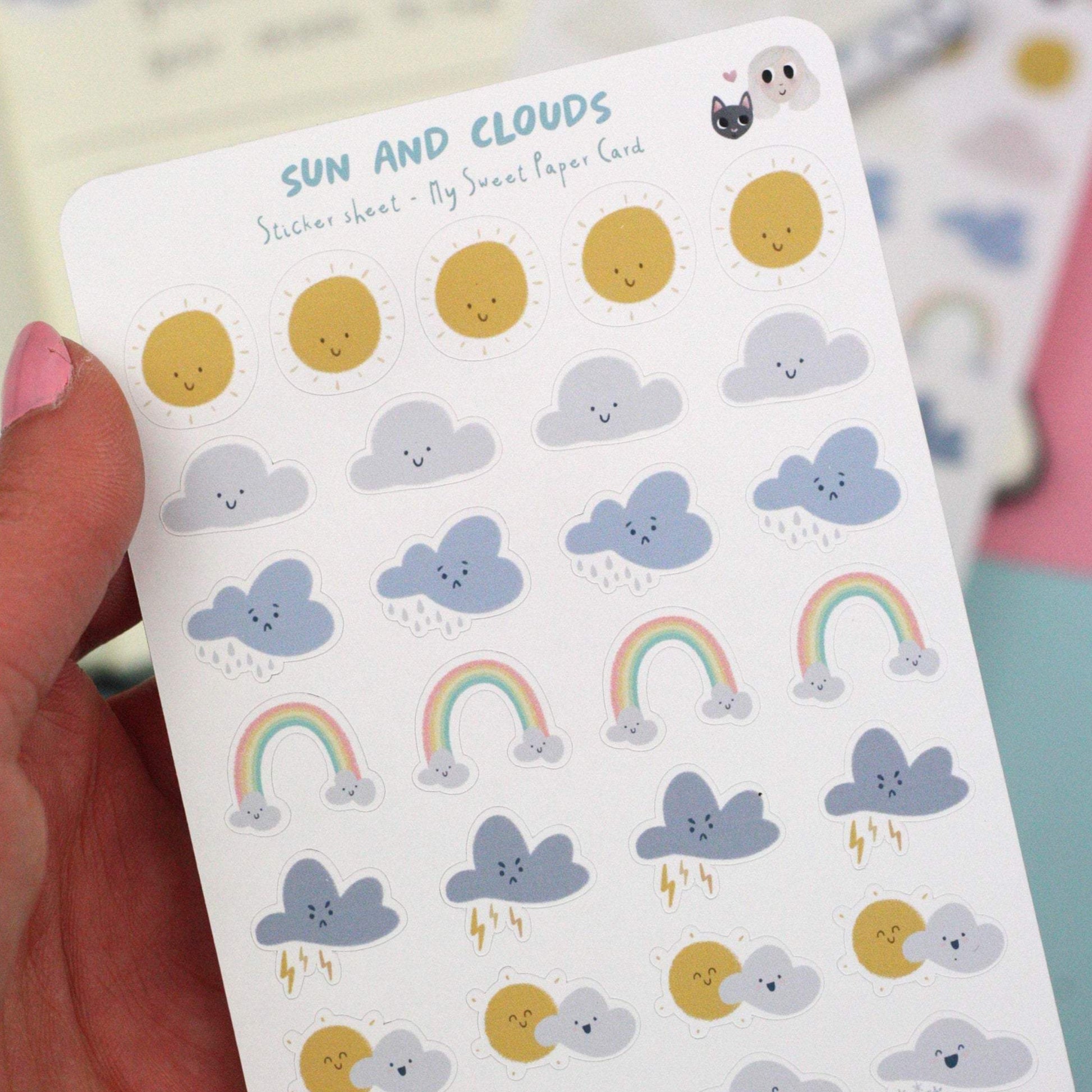 sun and clouds stickers sheet
