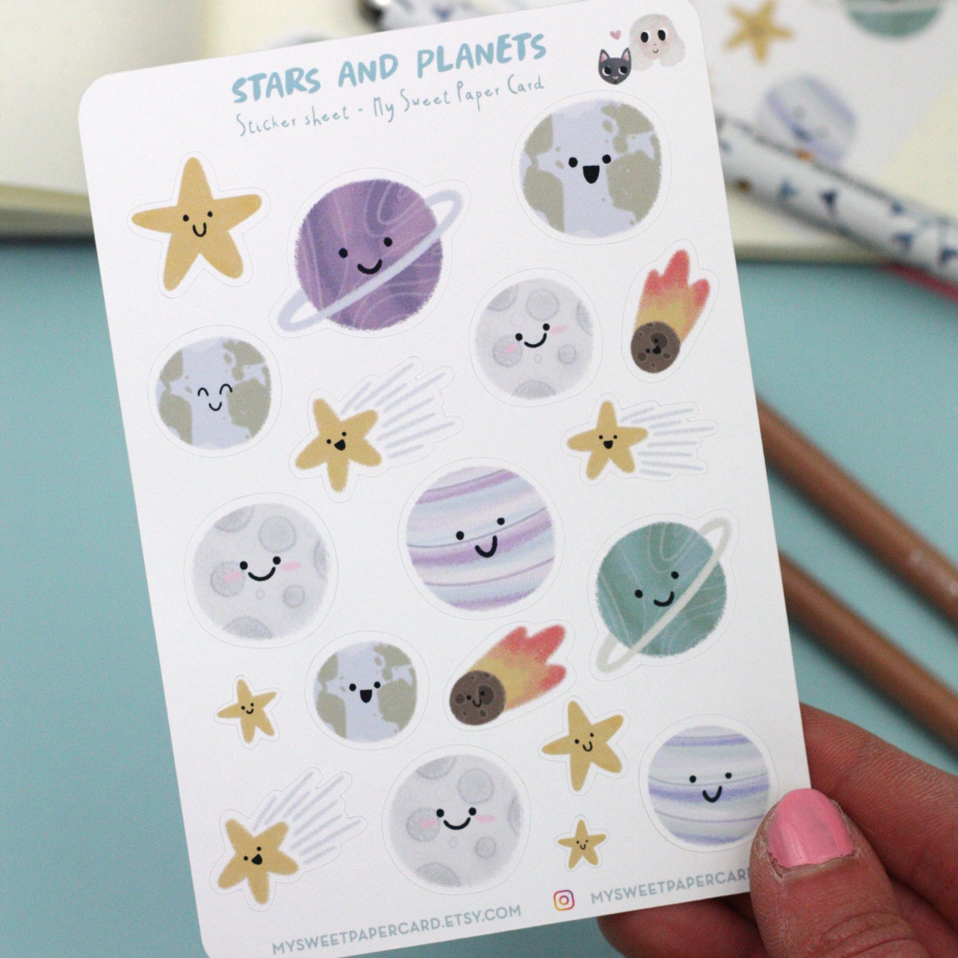 cute planet stickers for your planner