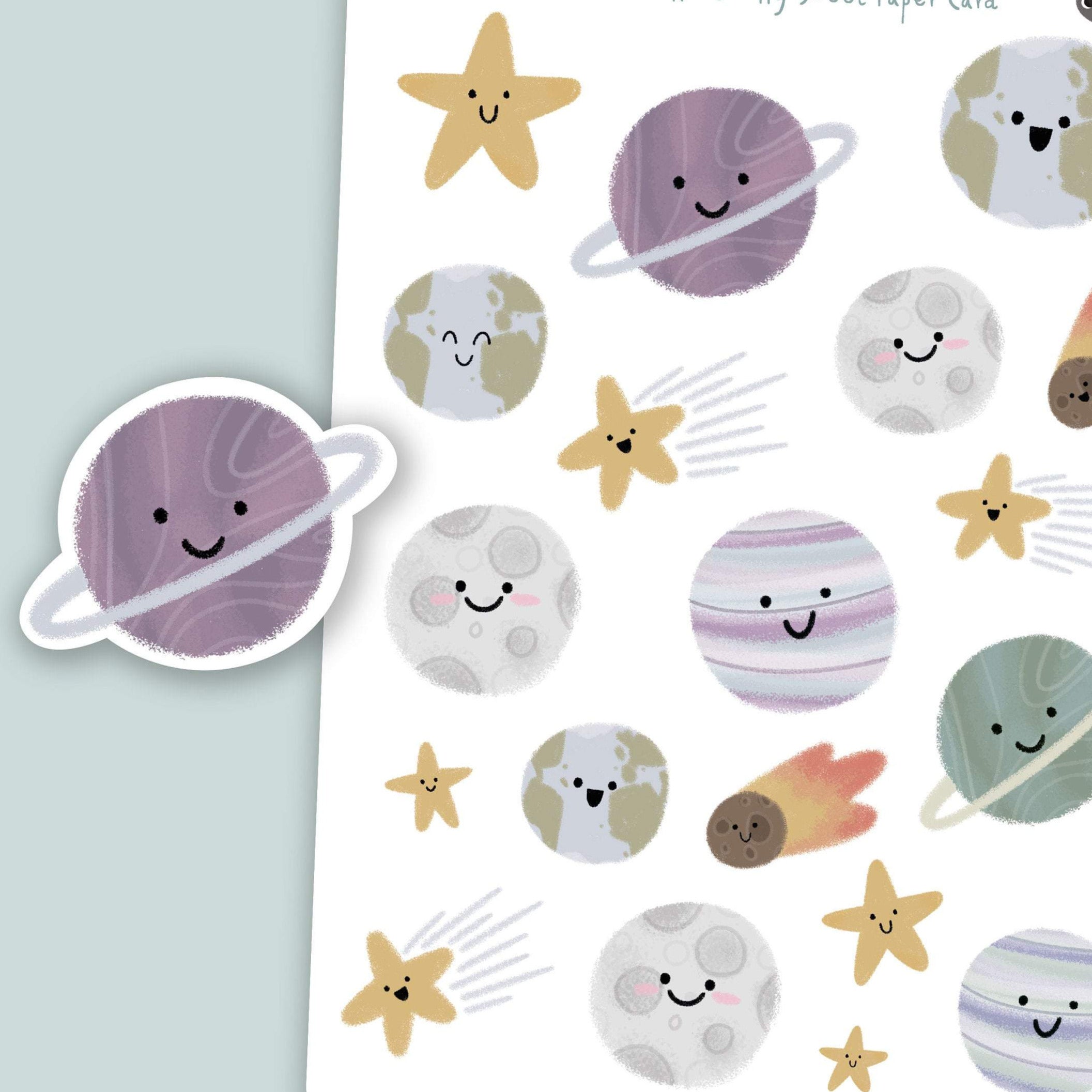 Paper Sticker Moon Moon stickers - Planet stickers - Star planner stickers – My Sweet ...
