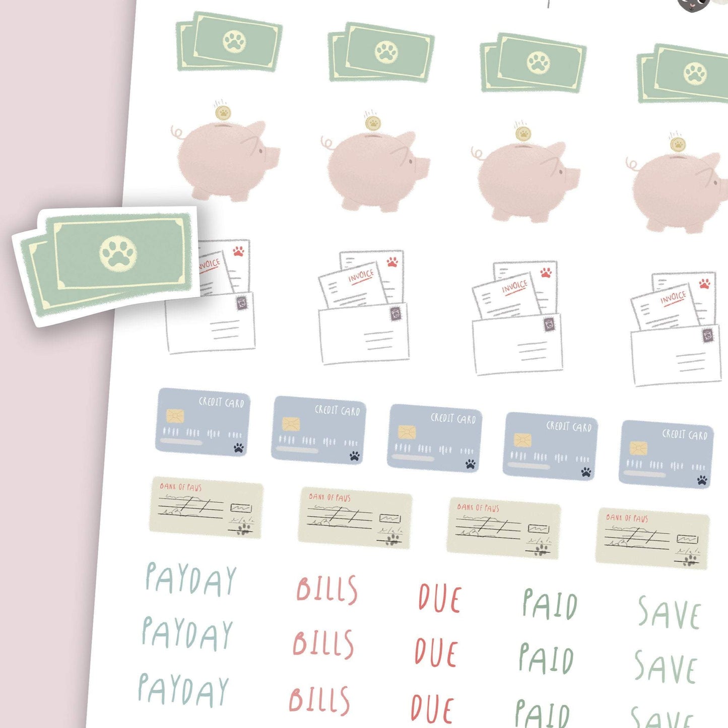 cat budget stickers for your planner