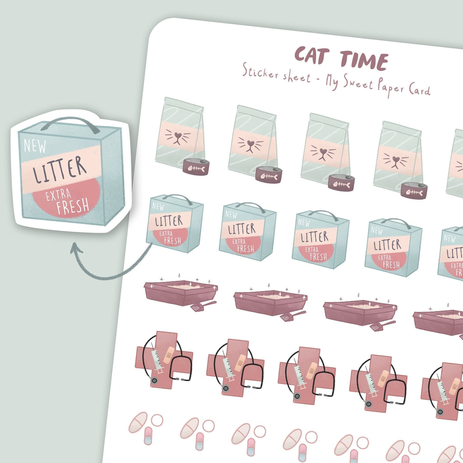 cat care planner stickers