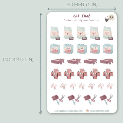 cat planner stickers food and liter