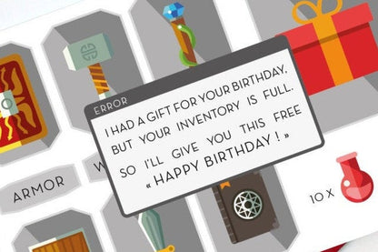 Your inventory is full - Gamer birthday cards