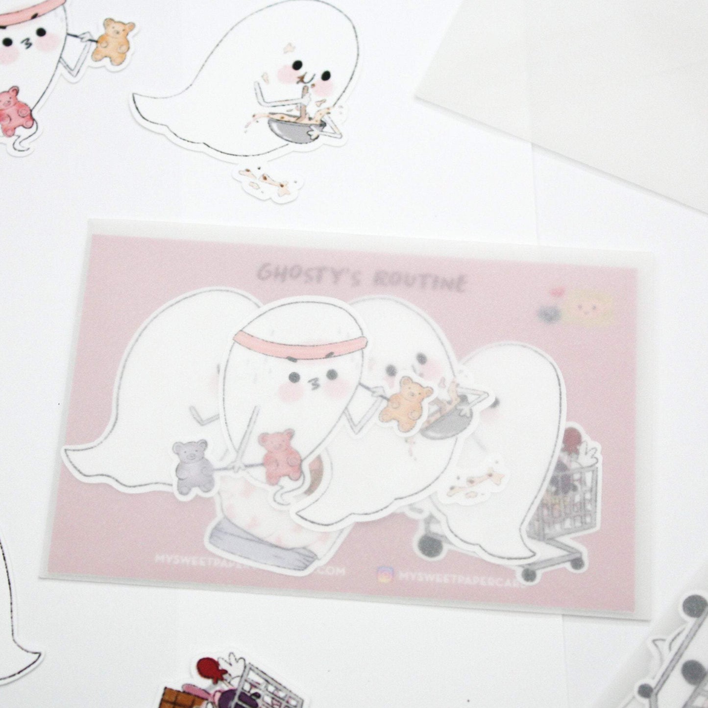 set of cute ghost stickers