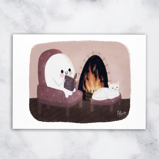 cute ghost print gift for book lovers