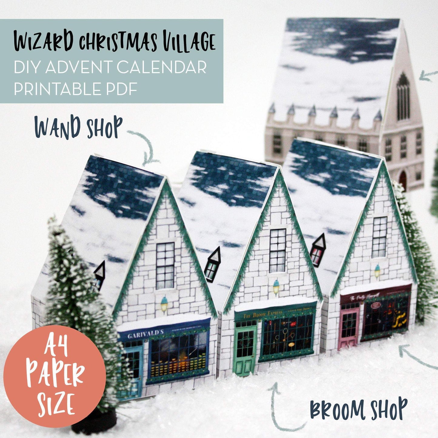 PDF A4 - Wizard village advent calendar - DIY advent calendar