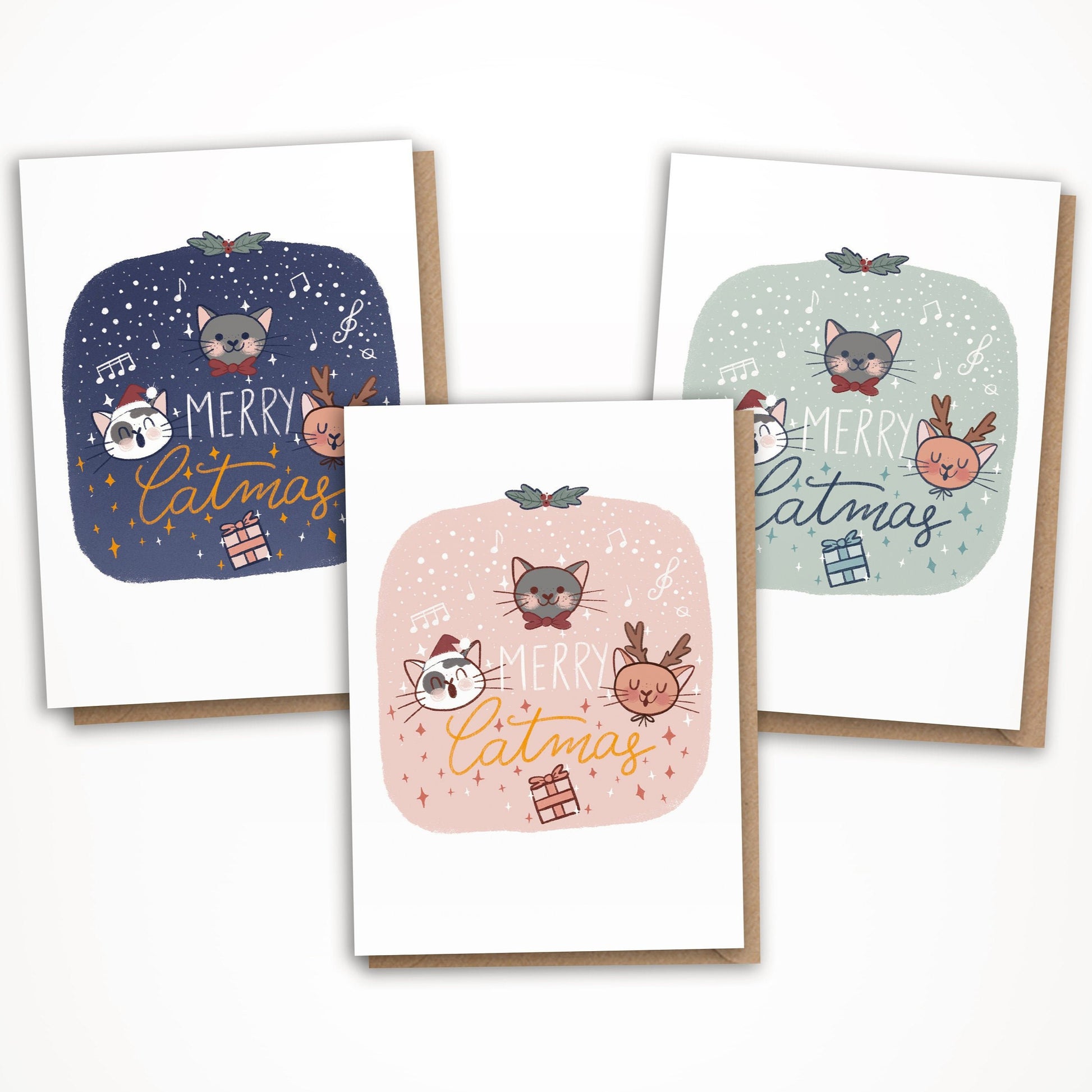 pack of cat christmas cards merry catmas