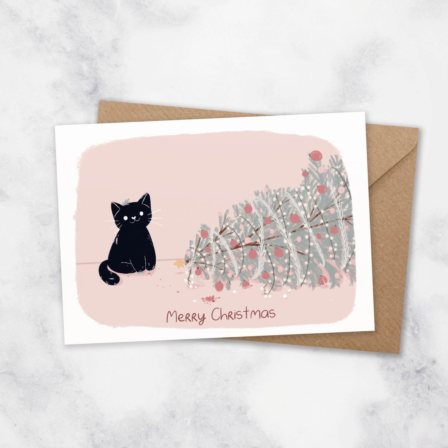 merry catmas black cat christmas card